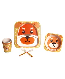 Baby Moo Fiber Dinner Set Tiger Print Orange - 5 Pieces