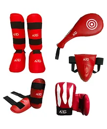 AXG New Goal Karate Taekwondo Muay Thai Kick Kickboxing MMA Kit Medium - Red