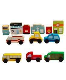 Little Jamun Community Vehicles Set Of 12 - Multicolor