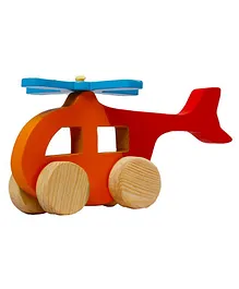 Little Jamun Wooden Rattle Helicopter Shape - Red