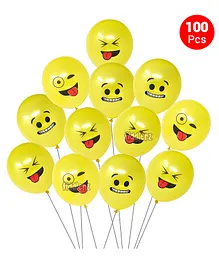 Fiddlerz Smiley Face Balloon With Balloon Air Pump Yellow - Pack of 101 