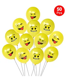 Fiddlerz Smiley Face Balloon With Balloon Air Pump Yellow - Pack of 51 