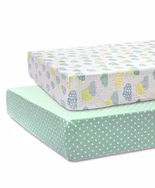 Abracadabra 100% Cotton Flat Sheets for Crib/Cot Lost in Clouds Print - Set of 2