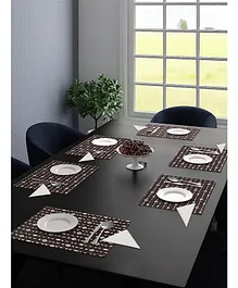 Saral Home Printed Cotton Placemat with Napkins Set of 6 - Brown