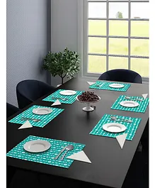 Saral Home Printed Cotton Placemat with Napkins Set of 6 - Green