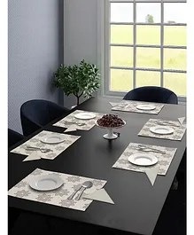 Saral Home Printed Cotton Placemat with Napkins Set of 6 - Grey
