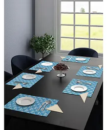 Saral Home Printed Cotton Placemat with Napkins Set of 6 - Blue