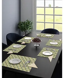Saral Home Printed Cotton Placemat with Napkins Set of 6 - Green