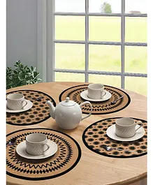 Saral Home Round Shape Printed Table Mat  Pack of 4 - Brown 