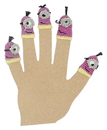 Happy Thread Crochet Finger Puppet Purple Pack of 5 - Height 5 cm