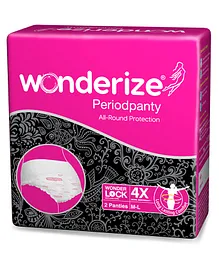 Wonderize Period Panty For Sanitary Protection 2 Panties Super Absorbent - (Size M/L)