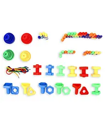 Little Fingers 3 in 1 Bullet Blocks, Nuts & Bolts & Buttons Threads Blocks Toy - 90 Pieces 