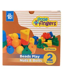 Little Finger Beads Play & Nuts Bolts Blocks Multicolor - 42 Pieces