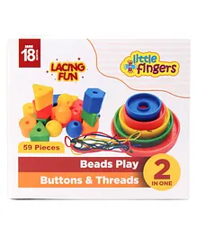 Little Finger Beads Play & Button Threads Multicolor - 59 Pieces 