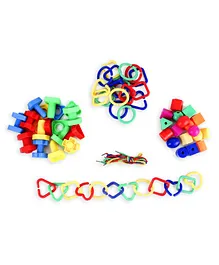 Little Finger 3 In 1 Nuts & Bolts Logical Links And Beads Play Block Toy Multicolor - 72 Pieces  