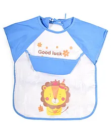 Yellow Bee Lion Print Bib - Blue