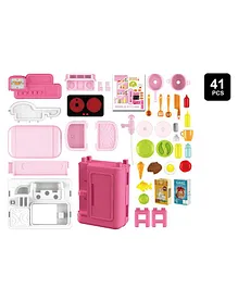 Yamama 4 In 1  Kitchen Pretend Play Suitcase Trolley - Pink