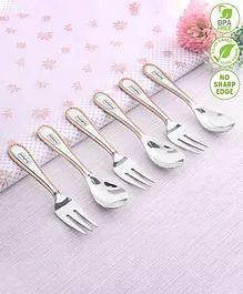 Babyhug Stainless Steel Spoon & Fork Set of 6 - Silver