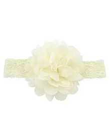 Bellazaara Chiffon Flower Lace Detailing Headband - Off White
