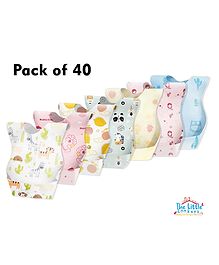 The Little Lookers Disposable Bibs Animals Print Pack of 40 - Pink