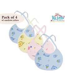 The Little Lookers Round Cotton Bibs with Tying Ropes - Pack of 4