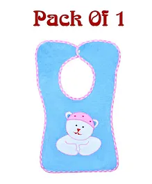 The Little Lookers Baby Bib Bear Embroidered - Blue