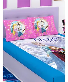 Athom Trendz Disney Frozen Double Bed Sheet with Pillow Covers - Blue