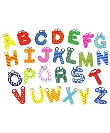 Kuhu Creation Wooden Alphabet Magnet Sticker Multicolor - 26 Pieces