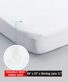 Babyhug Soft Terry Breathable & Waterproof Mattress Protector Fitted Cover Sheet - White