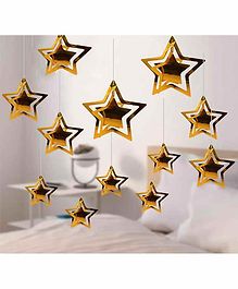 Funcart 3D Star Hanging Decoration Kit Golden - Pack Of 10