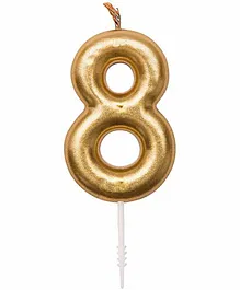 Funcart Cake Topper Candle Number 8 - Golden