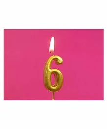 Funcart Cake Topper Candle Number 6 - Golden