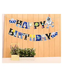 Funcart Space Theme Happy Birthday Letter Banner Multicolor - Length 3.5 Feet
