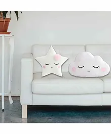 D&Y Cloud & Star Shape Cushion Pack of 2 - White