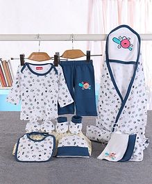 Babyhug Clothing Gift Set Sports Print Blue - 10 Piece