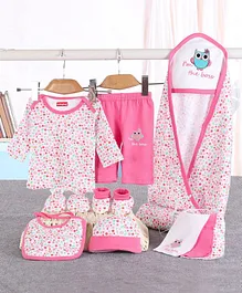 Babyhug Clothing Gift Set Floral Print Pink - 10 Piece