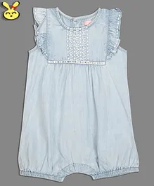 Little Jump Sleeveless Floral Design Romper - Blue