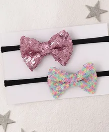 Knotty Ribbons Pack Of 2 Sequin Bow Headband - Multi Colour