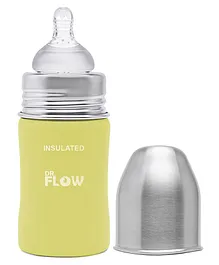 Dr.Flow Omega Insulated ThermoSteel Baby Feeding Bottle Yellow - 180 ml 