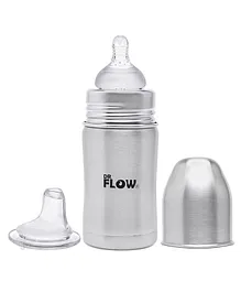 Dr.Flow 2 in 1 Vogue Stainless Steel Baby Feeding Bottle Grey - 260 ml