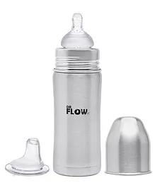 Dr.Flow 2 in 1 Vogue Stainless Steel Baby Feeding Bottle Grey - 360 ml