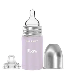 Dr.Flow 2 in 1 Omega Insulated ThermoSteel Baby Feeding Bottle  Purple - 180 ml