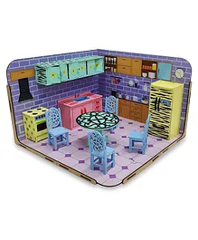 Webby DIY Paint Your Kitchen  Room Furniture Wooden Dollhouse Kit - Multicolour