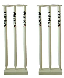 Airic Wooden Wicket Set With Bails And Wooden Base Pack of 2 - White