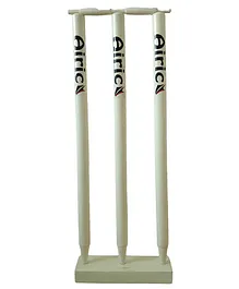 Airic Wooden Wicket Set With Bails And Wooden Base - White