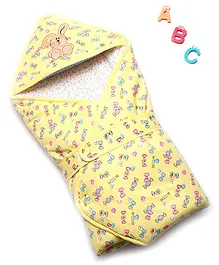 Enfance Nursery Hooded Wrapper Bunny Embroidery - Yellow