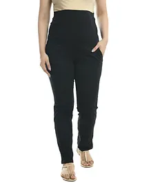 Mometernity Full Length Solid Over Belly Maternity Pants - Black