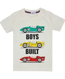 Luke and Lilly Half Sleeves Race Car Print Detailing Tee - Off White