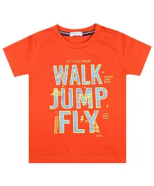 Luke and Lilly Half Sleeves Walk Jump Print T-Shirt - Orange