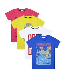 Luke and Lilly Half Sleeves Text Print Pack Of 4 Tee - Multi Color